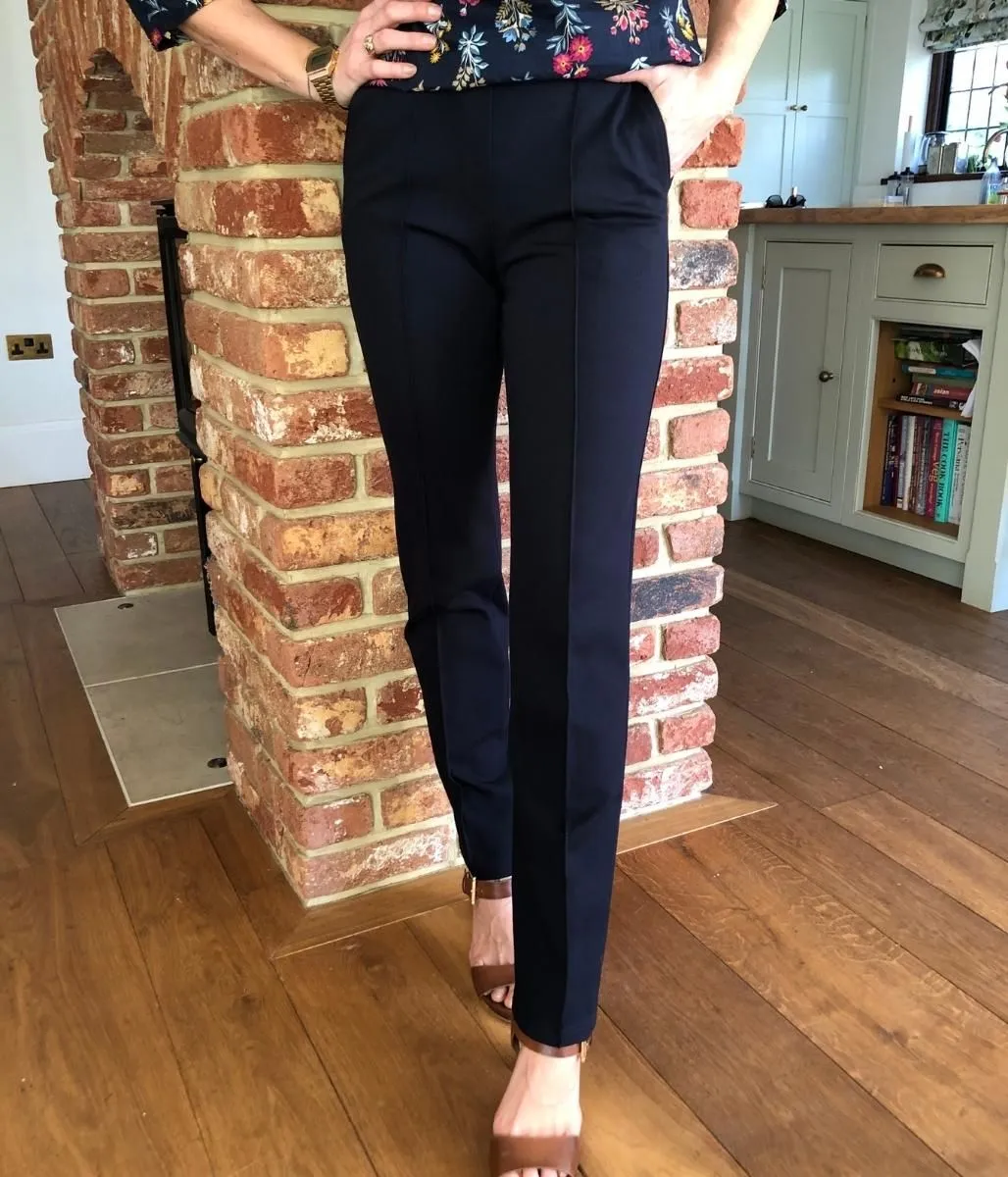 Navy Straight Leg Ponte Trousers