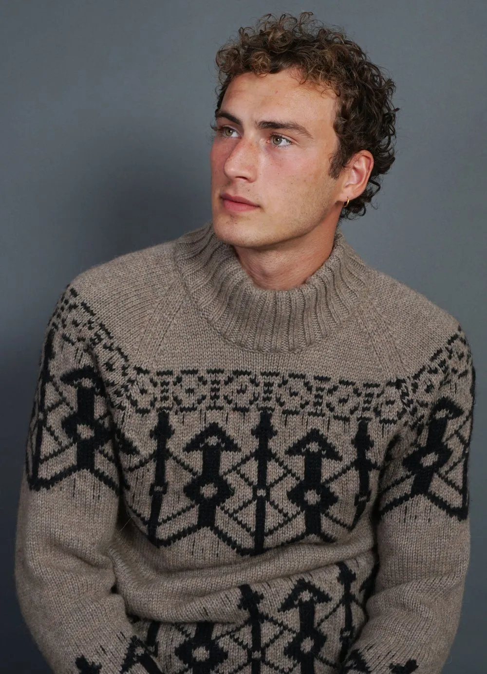 NORMANN | Pattern Knit Sweater | Stone/Coal