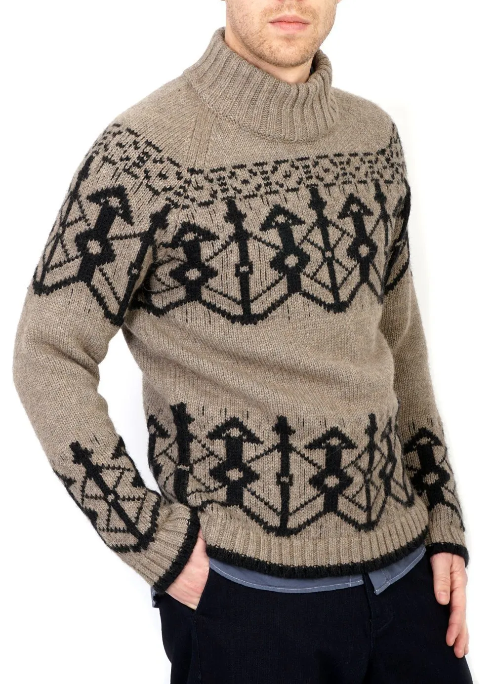 NORMANN | Pattern Knit Sweater | Stone/Coal