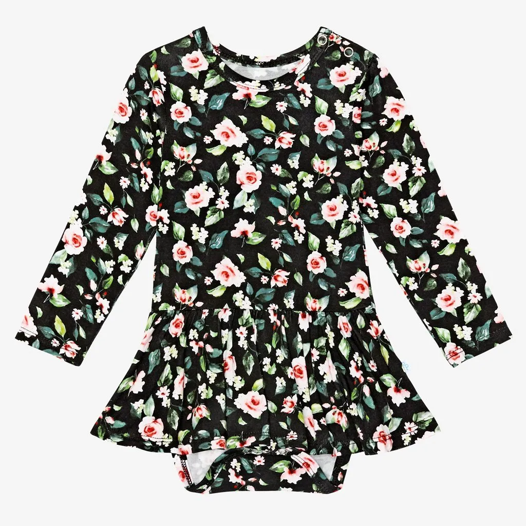 Posh Peanut Lina Floral L/S Twirl Skirt Bodysuit