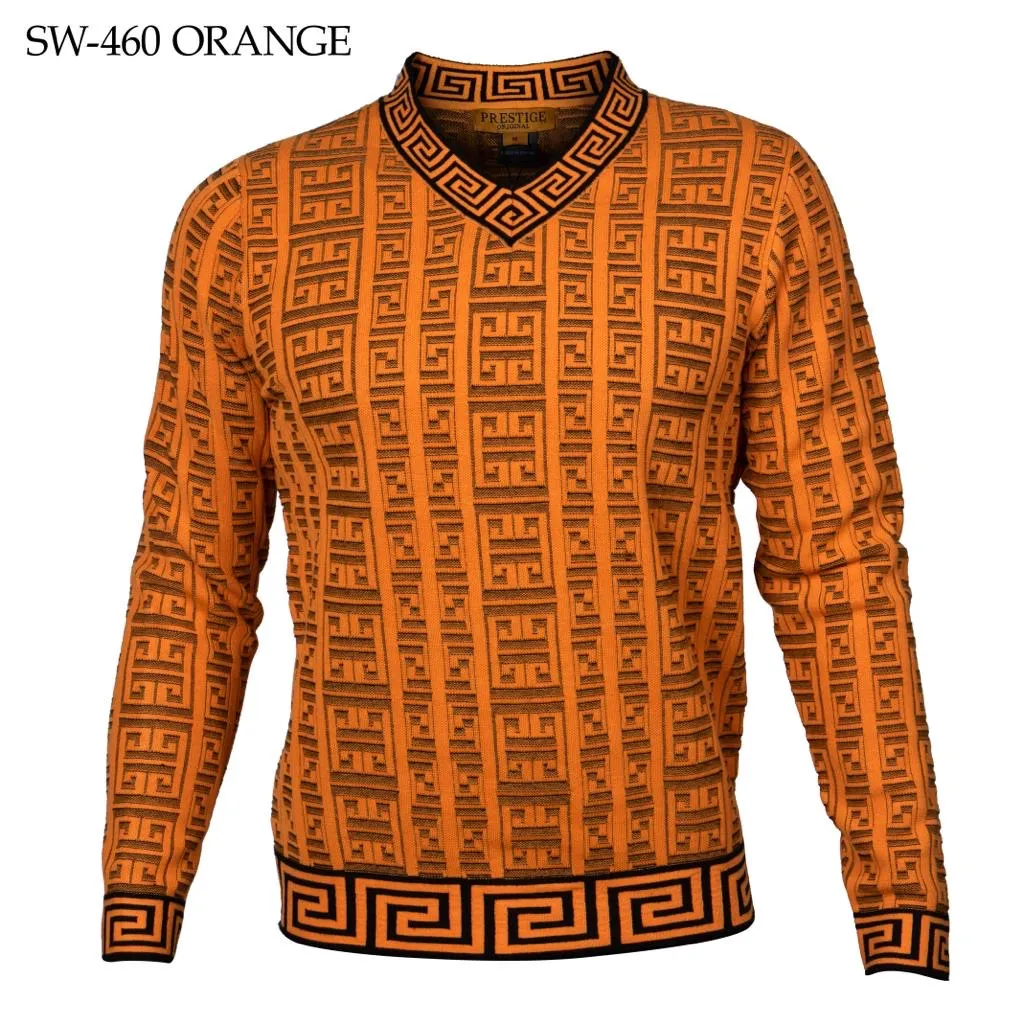 Prestige Orange Men's V-Neck Fashion Design Pullover Sweaters