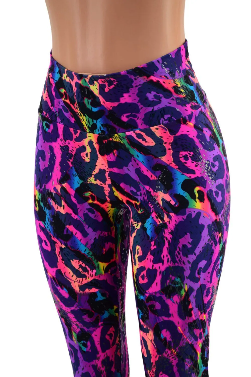 Rainbow Leopard High Waist Capri Leggings