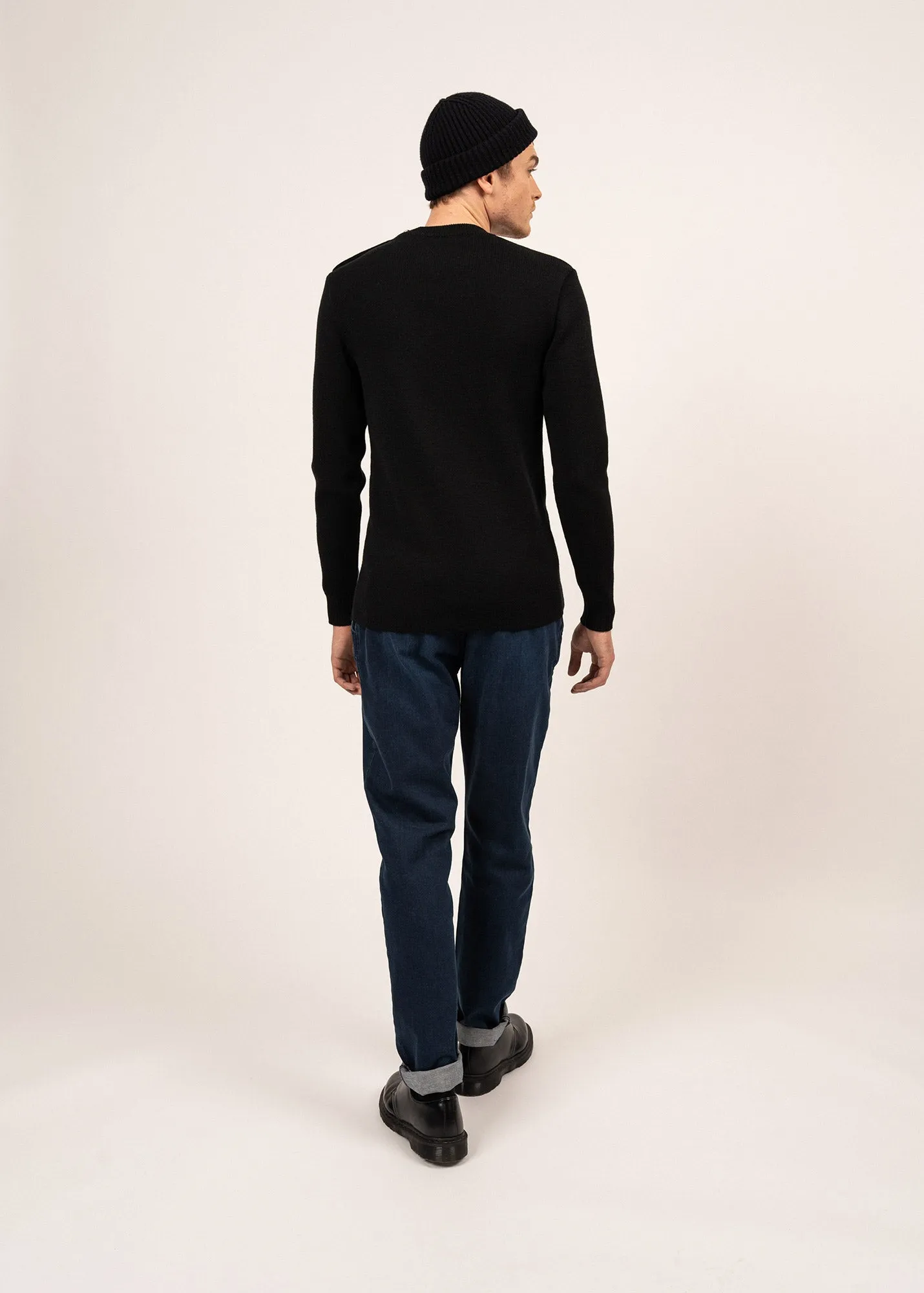 Rochefort sailor jumper - slim fit, in merino wool (NOIR)