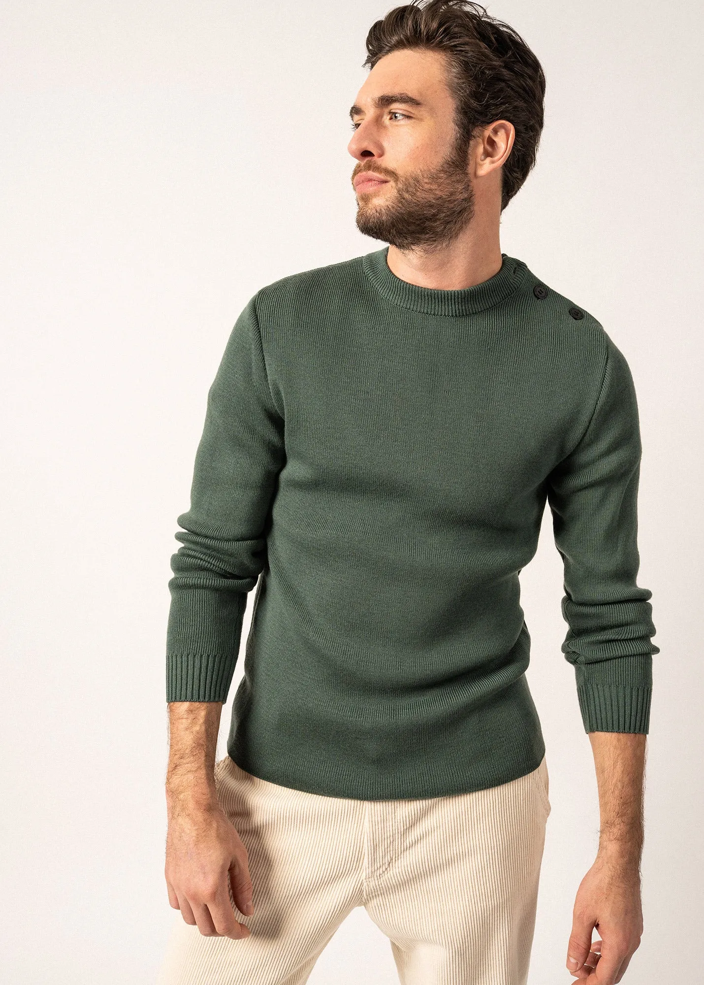 Rochefort sailor jumper - slim fit, in merino wool (VEGETAL)