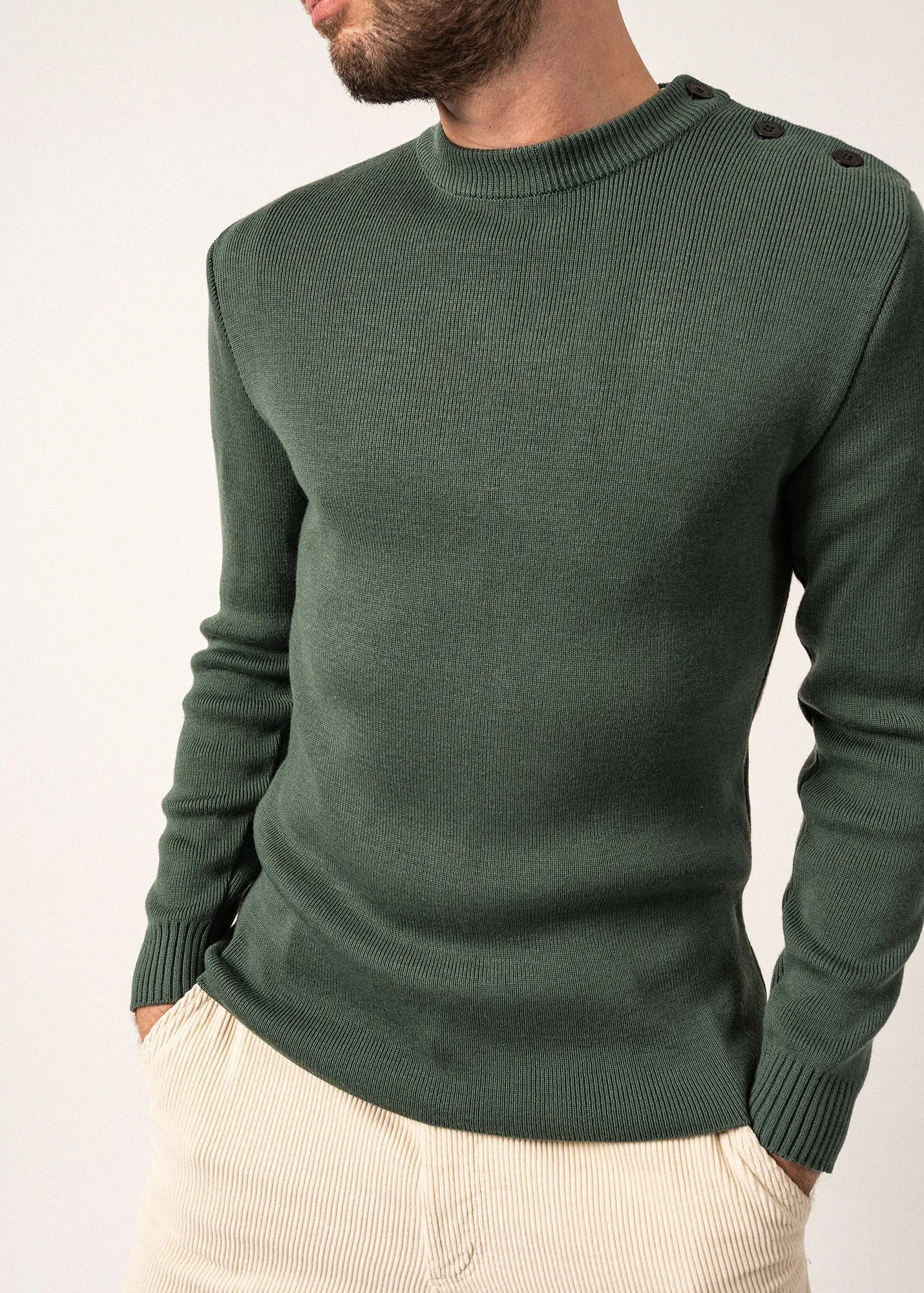 Rochefort sailor jumper - slim fit, in merino wool (VEGETAL)