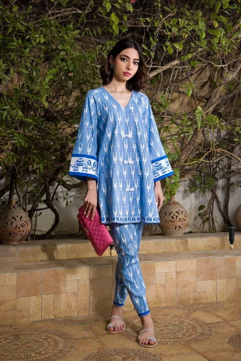 Shehrnaz - Light Blue Cotton Tunic - SHK-1058