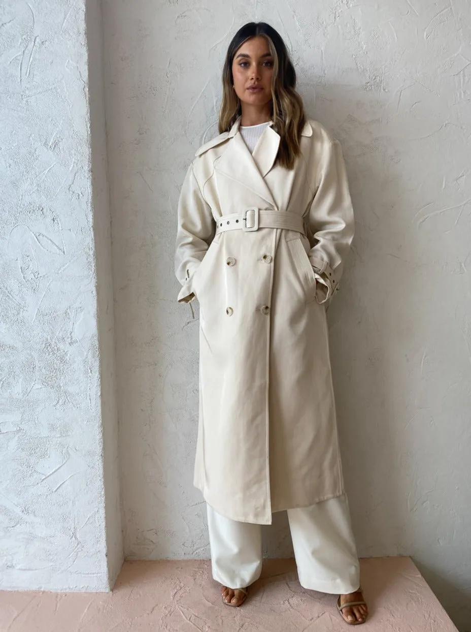 Shona Joy Matilda Trench Coat in Crema