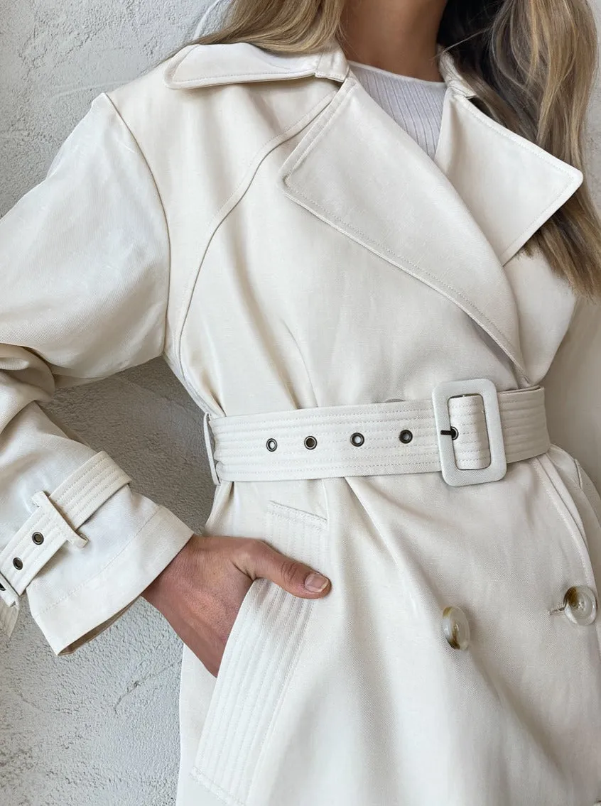 Shona Joy Matilda Trench Coat in Crema