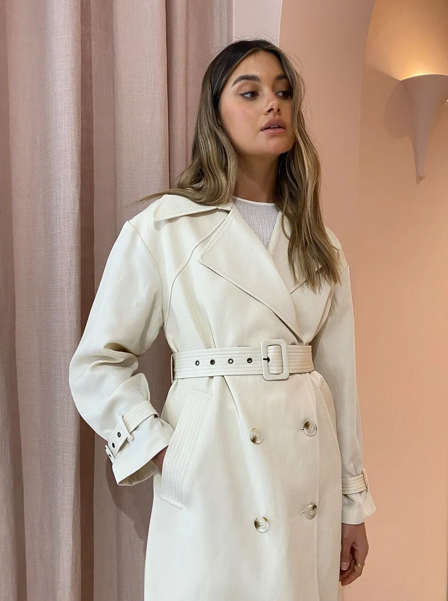 Shona Joy Matilda Trench Coat in Crema