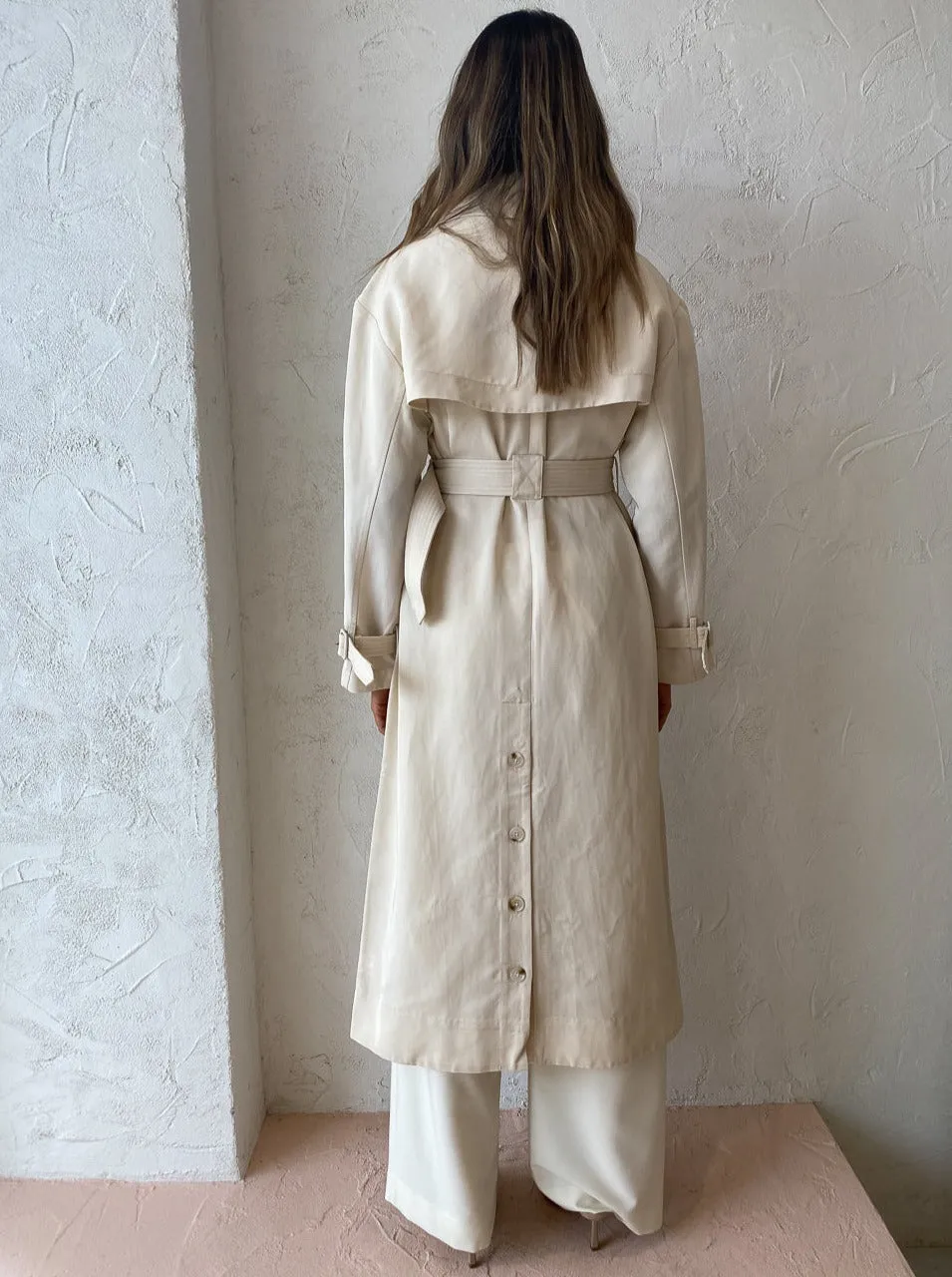 Shona Joy Matilda Trench Coat in Crema