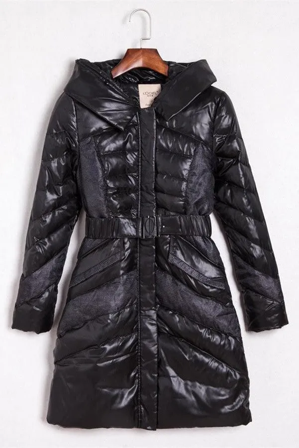 Simple Black Long Style High Quality Fashion Design Winter Down Jacket D15