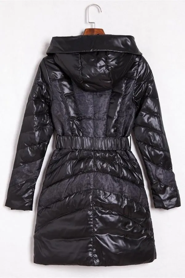 Simple Black Long Style High Quality Fashion Design Winter Down Jacket D15