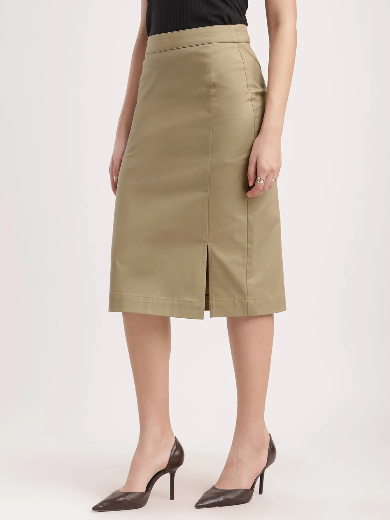 Stretchable Pencil Skirt - Beige