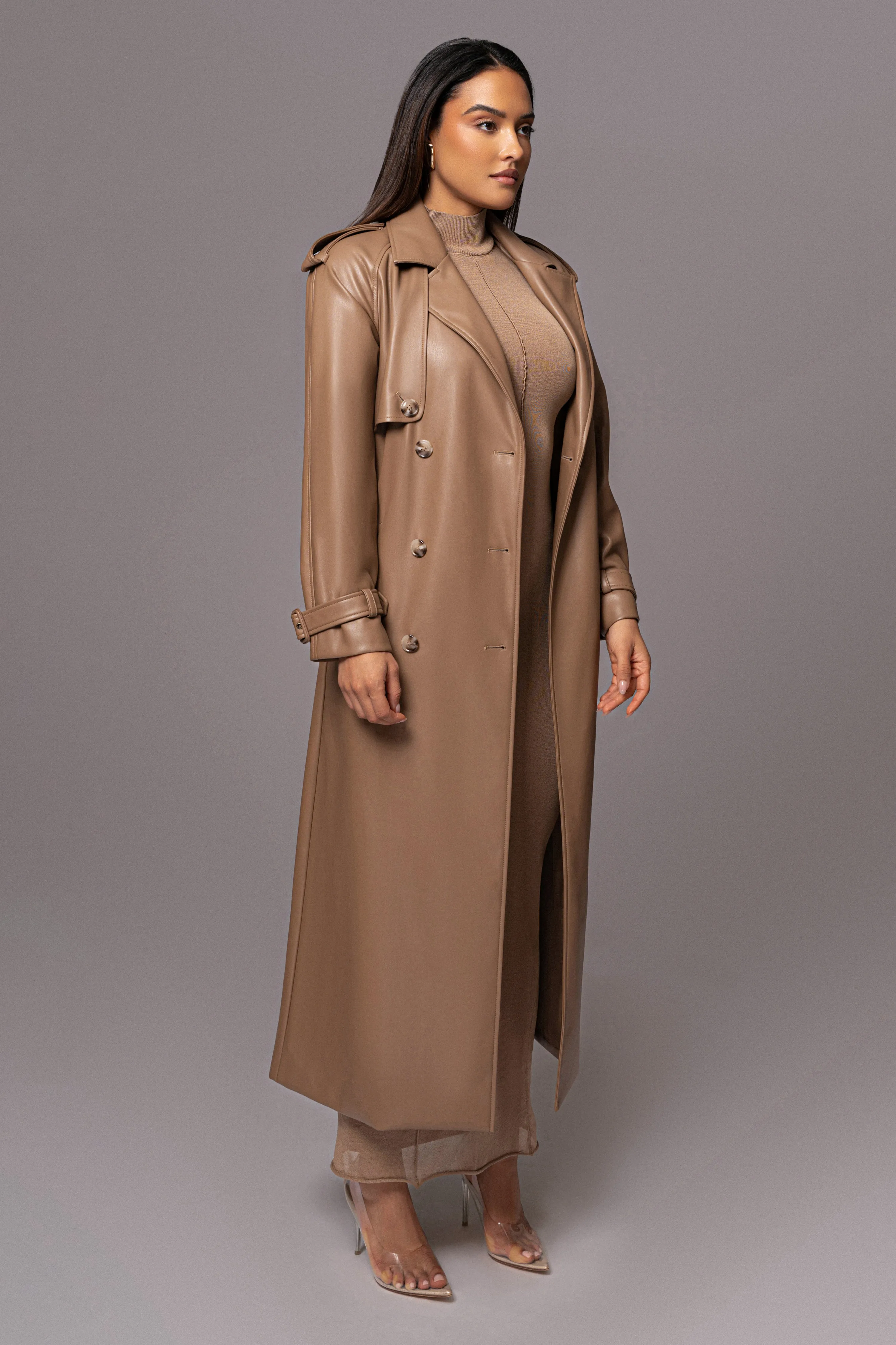 Tan Odin Faux Leather Coat