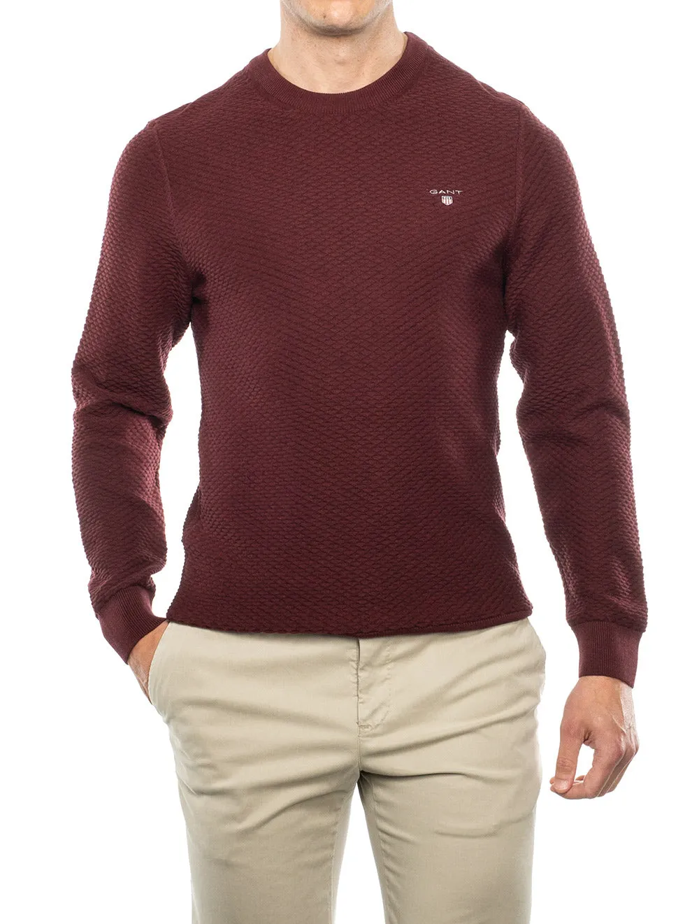 Triangle Texture Crew Neck Sweater Royal Port Red