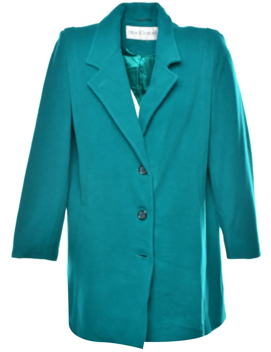 Turquoise Single-Breasted Wool Coat - M