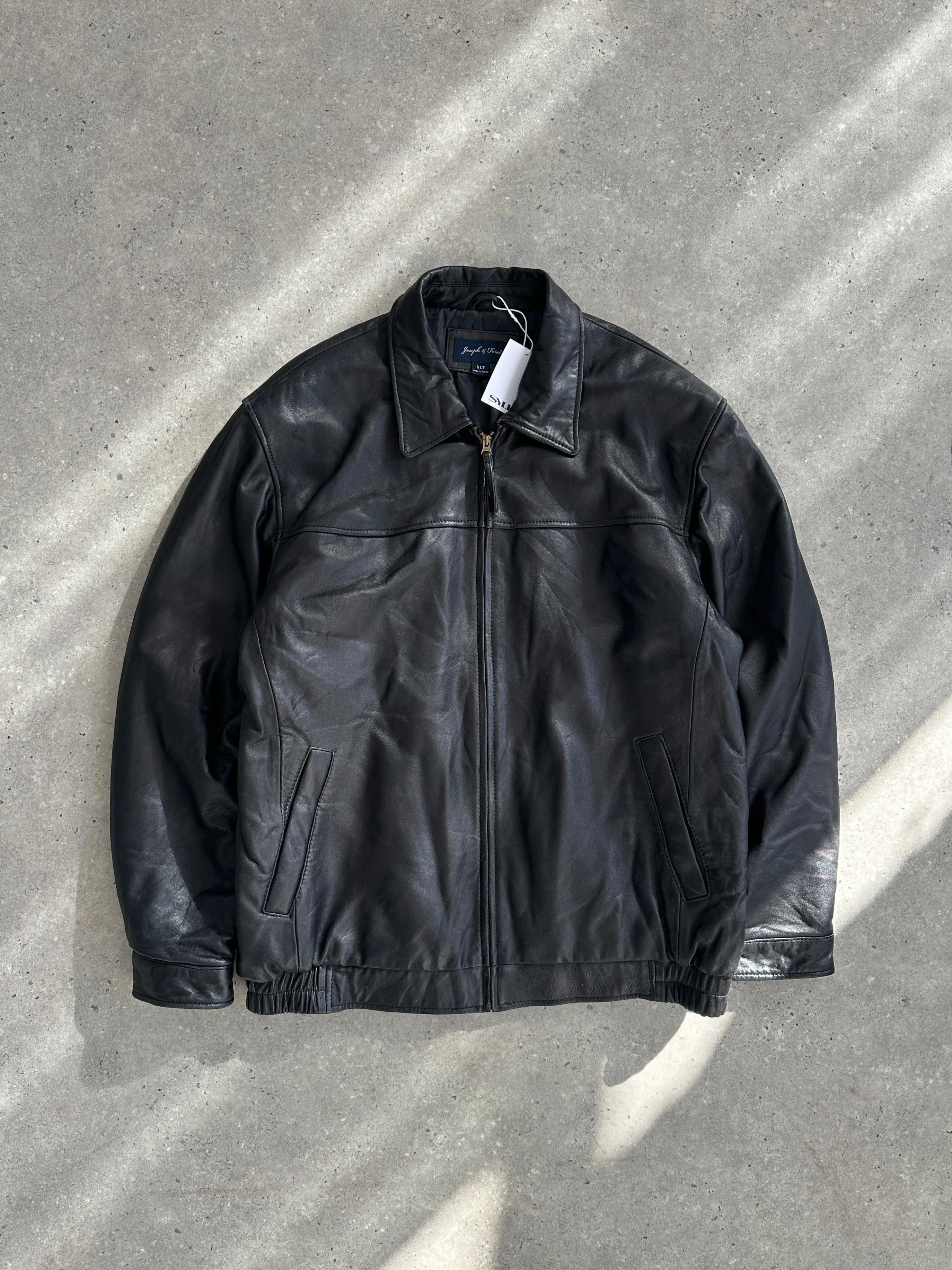 Vintage Minimal Leather Bomber Jacket - XL/XXL