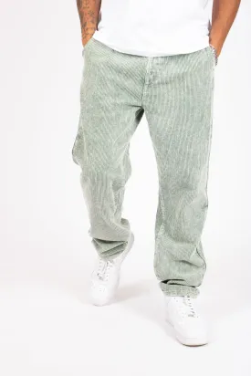 Washed Acid Green Corduroy Straight Leg Trouser