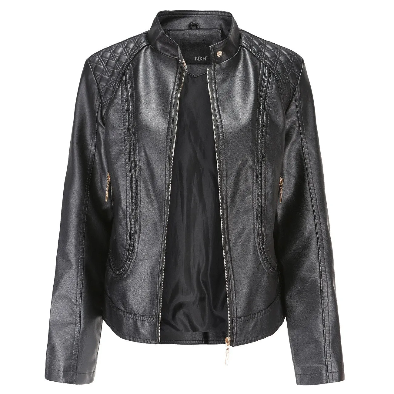 Women's Faux Biker Leather Motorcycle