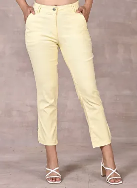 Yellow Regular Plain Capri